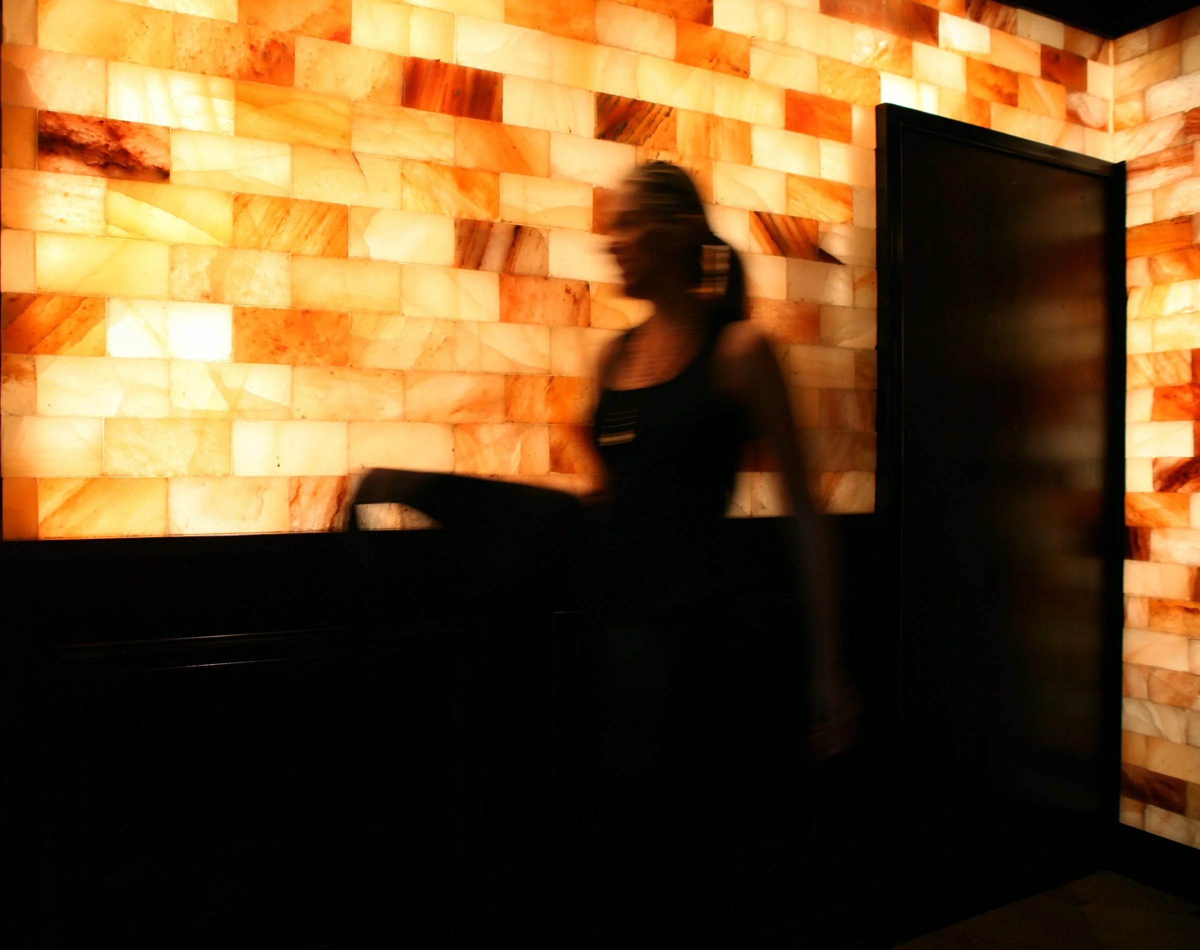 The glowing salt wall dining room at The Mission